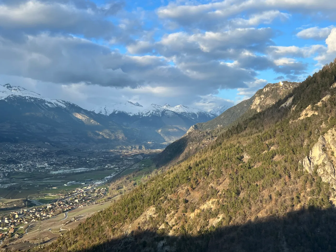 Panoramic view of the Rhône plain from the terrace of Café des Promeneurs